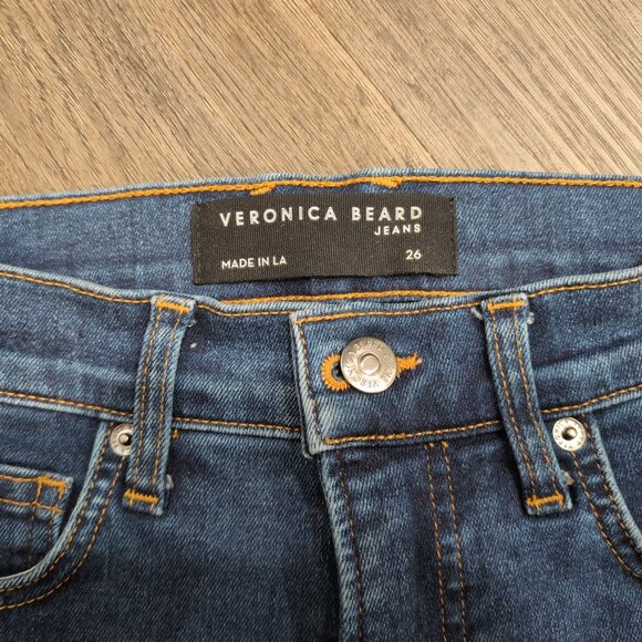 Veronica Beard Ryleigh High Rise Slim Straight Jean Capri 26 Raw Hem Oxford - Picture 4 of 9